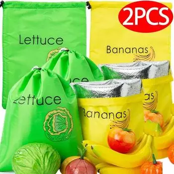 1/2 шт. карман для банановой связки, многоразовая сумка для хранения продуктов, сумка для хранения овощей и фруктов, изолированная и ударопрочная сумка для покупок 36x26cm
