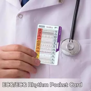 1/2 шт. Карманная карта ритма ЭКГ, двухсторонняя справочная карта интерпретации ритма ЭКГ, портативная карта ритма электрокардиограммы, значок для медсестер ЭКГ 1pc