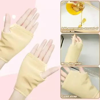 1/2 шт. Касторовое масло для рук, мягкая компрессионная поддержка запястья с касторовым маслом, регулируемая застежка-липучка 1pc чёрный