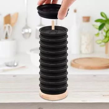 1/2 шт. Компактный органайзер с крышкой стакана Съемная конструкция Штабелируемая компактная деревянная подставка для хранения 1pc