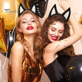 1/2 шт./комплект реквизит для костюма собаки, украшения для ушей животных, обруч для волос, хвост, аксессуары для костюмированной вечеринки на день рождения чёрный