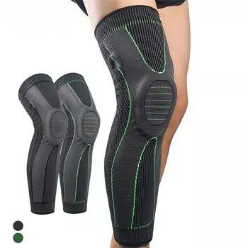 1/2 шт. компрессионный рукав для ног для женщин и мужчин с боковыми пружинными стабилизаторами и гелевой подушечкой надколенника, эластичный длинный рукав для ног M
