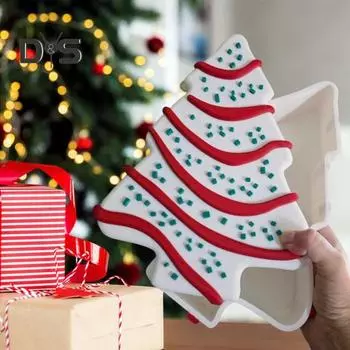 1/2 шт., коробка для хранения рождественских елочных тортов, органайзер для рождественских сладостей, многоразовый контейнер в форме рождественской елки для праздничных рождественских вечеринок 1pc