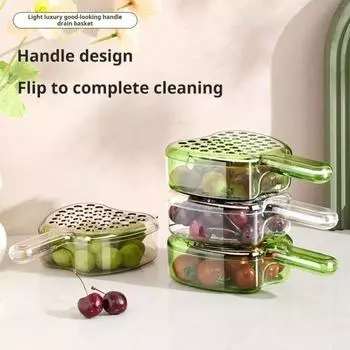 1/2 шт. Корзина для сушки фруктов с ручкой, пищевая, без BPA, многоразовая, многофункциональная, для фруктов 2pcs серый