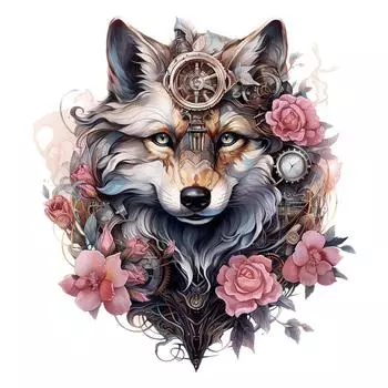 1/2 шт., красивая наклейка с теплопередачей в виде волчьих цветов, механическая пленка для теплопередачи с животными в механическом стиле, сделай сам, для декоративной подушки, пижамных носков