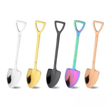 1/2 шт. креативная ложка для десертного мороженого, ложка из нержавеющей стали, ложка для арбуза, чайные ложки, кухонная посуда, барный инструмент 1Pcs Flat shovel серебряный