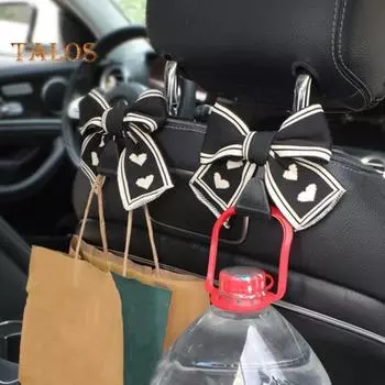 1/2 шт. крючки для подголовника автомобиля, вешалки для сумок и сумок, универсальные, простая установка, симпатичный дизайн с бантом, крючки для хранения, декор интерьера автомобиля 1pc чёрный