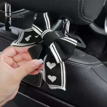 1/2 шт. крючки для подголовника автомобиля, вешалки для сумок и сумок, универсальные, простая установка, симпатичный дизайн с бантом, крючки для хранения, декор интерьера автомобиля 1pc чёрный