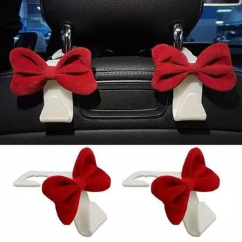1/2 шт. крючки для подголовников автомобиля универсальные вешалки простая установка милый дизайн банта органайзер для хранения крючки декор интерьера автомобиля 1pc чёрный