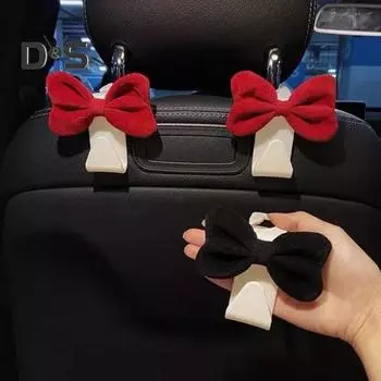 1/2 шт. крючки для подголовников автомобиля универсальные вешалки простая установка милый дизайн банта органайзер для хранения крючки декор интерьера автомобиля 1pc чёрный