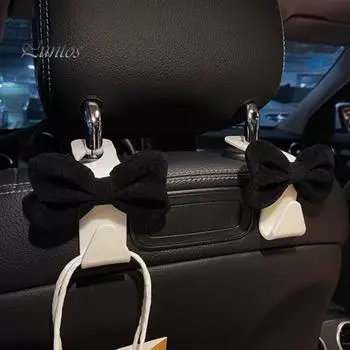 1/2 шт. крючки для подголовников автомобиля универсальные вешалки простая установка милый дизайн банта органайзер для хранения крючки декор интерьера автомобиля 1pc чёрный