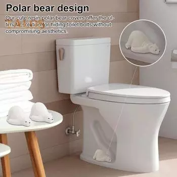 1/2 шт., крышка болта для унитаза в виде белого медведя, смоляная фигурка животного в виде белого медведя, водонепроницаемая напольная крышка для унитаза, декоративная крышка для украшения ванной комнаты в доме, отеле 1pc