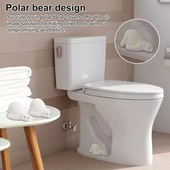 1/2 шт. крышка болта унитаза белый медведь смола белый медведь животное фигурка водонепроницаемый пол унитаза 1pc