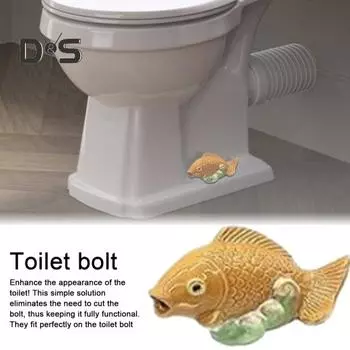 1/2 шт. крышки для болтов для унитаза, смоляные колпачки в виде лягушки, рыбы, птицы, решают проблемы с ржавыми болтами, простая установка, декоративные колпачки для болтов для ванной комнаты 2pcs Fish