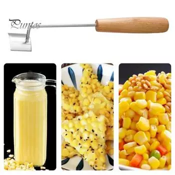1/2 шт., кукурузоочиститель из нержавеющей стали с длинной ручкой, деревянный, для быстрой очистки кукурузных початков, безопасный и эффективный инструмент для снятия кожуры с початков 2pcs