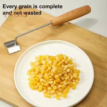 1/2 шт., кукурузоочиститель из нержавеющей стали с длинной ручкой, деревянный, для быстрой очистки кукурузных початков, безопасный и эффективный инструмент для снятия кожуры с початков 2pcs
