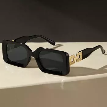 1/2 шт. квадратная пластиковая оправа, нежные классические винтажные элегантные модные солнцезащитные очки для тропического пляжа, отдыха на открытом воздухе, украшения для путешествий no size чёрный