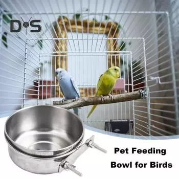 1/2 шт. маленькая клетка для птиц, кормушка с зажимом, блюдо из нержавеющей стали для воды, кормушка для домашних животных, курятник, аксессуары для попугая, корелла, ара, неразлучники 2pcs