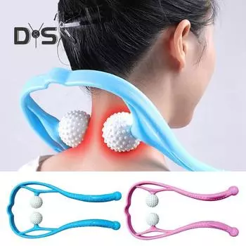 1/2 шт. Массажер для шеи шиацу для расслабления мышц эргономичная ручка регулируемые шарики давления неэлектрический ручной массажер для домашнего офиса путешествия розовый