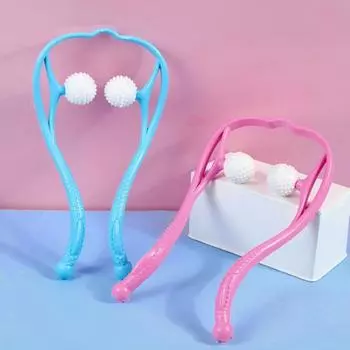 1/2 шт. Массажер для шеи шиацу для расслабления мышц Эргономичная ручка Регулируемые шарики давления Неэлектрический розовый