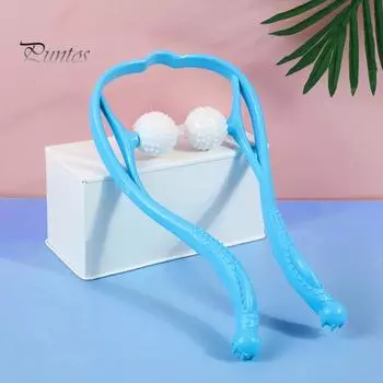 1/2 шт. Массажер для шеи шиацу для расслабления мышц эргономичная ручка регулируемые шарики давления неэлектрический ручной массажер для домашнего офиса путешествия розовый