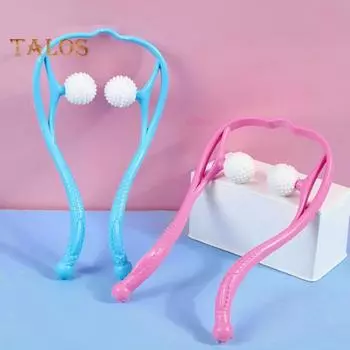 1/2 шт. Массажер для шеи шиацу для расслабления мышц эргономичная ручка регулируемые шарики давления неэлектрический ручной массажер для домашнего офиса путешествия розовый