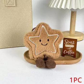 1/2 шт. Милая и забавная плюшевая подвеска в виде звезды, рождественская креативная кукла-бисквит, праздничный подарочный пакет, подвесное украшение, брелок в виде плюшевой звезды 2PC