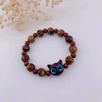 1/2 шт. милый большой глаз кошки бисерный парный браслет для женщин мужчин забавный мультяшный животный эластичный браслет ювелирные аксессуары