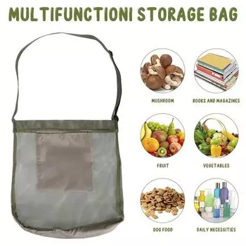 1/2 шт. Многоцелевая сумка для хранения, сетчатая сумка для сбора грибов с регулируемым плечевым ремнем, большая вместимость, сумка для покупок на открытом воздухе 1Pcs зелёный