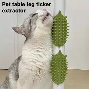 1/2 шт. многофункциональная щетка для самостоятельного ухода за кошками с регулируемым ремешком, крепление на ножку стола, щетка для самостоятельного ухода за котятами с мягкой щетиной, когтеточка для домашних животных, массажная расческа 1pc зелёный