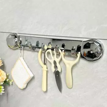 1/2 шт. Многофункциональный настенный крючок для ванной комнаты с присоской, полированная поверхность, нержавеющая настенная вешалка для полотенец 1pc серебряный