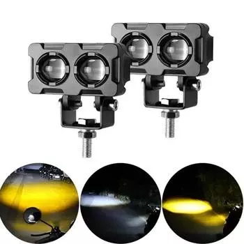 1/2 шт. мотоциклетные фары двухцветные 2 линзовые прожекторы супер яркие дальний ближний свет скутер мотоцикл дальний свет противотуманные фары