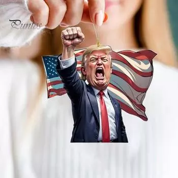 1/2 шт. мультяшный президент Америки подвесное украшение для дома комнатная рождественская елка зеркало заднего вида автомобиля 2D плоский США. Президент Акриловое подвесное украшение 1pc