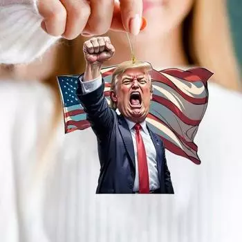 1/2 шт. мультяшный президент Америки подвесное украшение для дома комнатная рождественская елка зеркало заднего вида автомобиля 2D плоский США. Президент Акриловое подвесное украшение 1pc