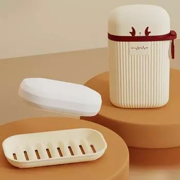 1/2 шт. Мыльницы со сливным поддоном, съемная конструкция, водонепроницаемые, компактные, легкоочищаемые, для хранения мыла, для путешествий 2pcs кремовый
