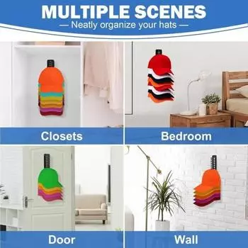 1/2 шт., настенная стойка для бейсболок, органайзер, большая вместимость, простая установка, компактный держатель для хранения шляп, вешалка для кепок 1pc белый