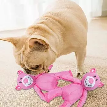 1/2 шт. Неразрушимая игрушка для собак-медведей Неразрушимая игрушка для жевания собак-медведей для агрессивных жевателей Интерактивный пищащий плюшевый медведь для крупных пород 1pc