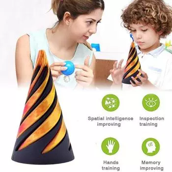 1/2 шт. Невозможная Пирамида Проходная Скульптура 3D Печатная Спиральная Конусная Цилиндрическая Игрушка Проходная Пирамида Фигурка Снятие Стресса Мини Пирамида Фиджет оранжевый