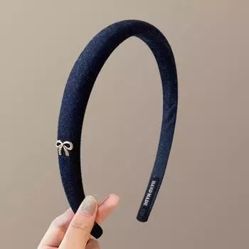 1/2 шт. Новые повязки на голову с бантом, джинсово-синие, для женщин, темпераментные, элегантные, корейские обручи для волос, аксессуары для волос с губкой