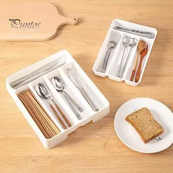 1/2 шт. Органайзер для ящиков, расширяемый кухонный лоток для посуды, регулируемый держатель для столовых приборов с 4/6 отделениями, разделитель для хранения столовых приборов и лопаток S белый