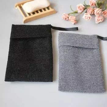 1/2 шт. отшелушивающие мыльные пакетики для глубокого очищения тела скраб для душа губка для мытья тела для взрослых скраб для ног 1pc чёрный