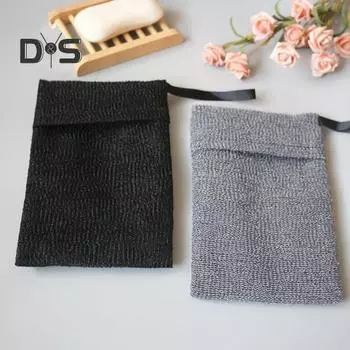 1/2 шт. отшелушивающие мыльные пакетики для глубокого очищения тела скраб для душа губка для мытья тела для взрослых скраб для ног 1pc чёрный