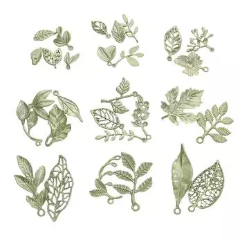 1-2 шт./пакет из сплава с зелеными листьями, подвеска, браслет, ожерелье, серьги, ювелирные аксессуары 13x27mm 2pcs/bag