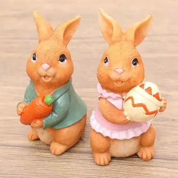 1/2 шт., пасхальная фигурка кролика, смоляная морковка, красочное яйцо, статуэтка кролика, скульптура животного, украшение для дома, офиса, интерьера и улицы E