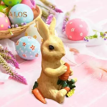 1/2 шт., пасхальная фигурка кролика, смоляная морковка, красочное яйцо, статуэтка кролика, скульптура животного, украшение для дома, офиса, интерьера и улицы E