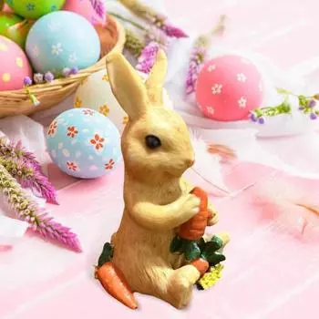 1/2 шт. пасхальный кролик фигурка смоляная морковка красочная яичная статуэтка кролика скульптура животного E
