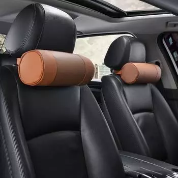 1/2 шт. подголовник автомобиля с эффектом памяти, подушка для шеи, натуральная кожа, круглый шейный валик, офисное кресло, цилиндр, подголовник, опорная подушка