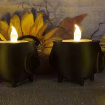 1/2 шт., подсвечник для чая, Хэллоуин, жуткий 3D-принтер, черная банка ведьмы, подсвечник, фестиваль, вечеринка, украшение для рабочего стола, орнамент 2pcs