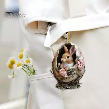 1/2 шт. подвески в виде пасхального кролика, подвесные украшения с шнурком, легко подвешиваются, очаровательный внешний вид, подвесные статуэтки животных 1pc