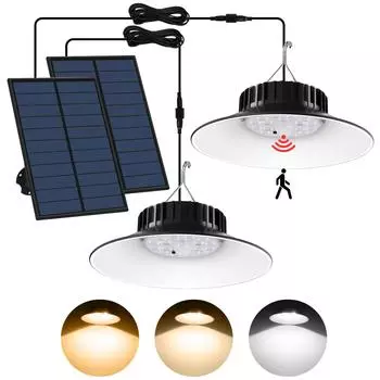 1/2 шт. подвесной светильник на солнечной батарее, уличный светильник на солнечной батарее, датчик движения, солнечная лампа для сарая, гаража, двора, 3 цветовых режима, IP65, водонепроницаемый